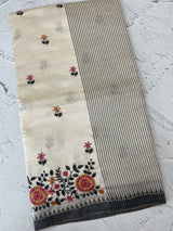 Blended tussar silk saree with embroidery- MSH490