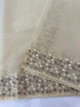 Organza saree with embroidery borders - MSH907 Ivory