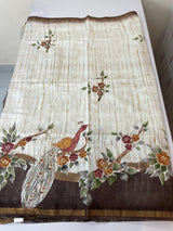 Semi tussar saree with hand painting, kanta embroidery and Pita work MS3433