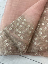 Crush tissue Organza saree with embroidery work MS14791- PastelPeach