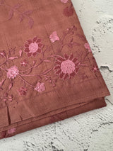 Blended Matka Tussar silk saree with cross stitch embroidery MS4899 - Peach