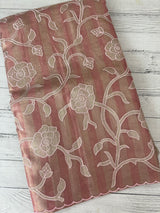 Tissue Silk applique work saree MSH133 Design 3- PeachPink