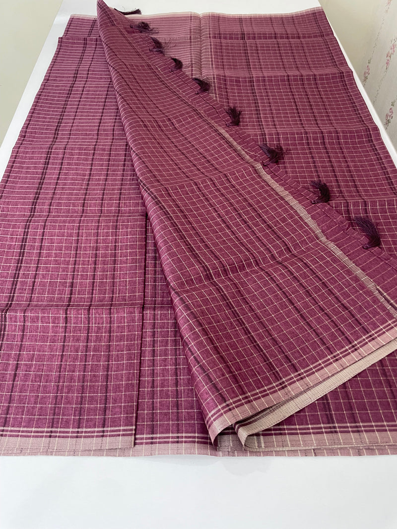 Semi silk saree in check pattern MSR699