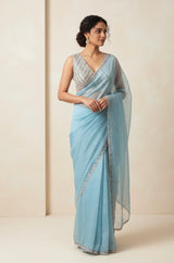 Tissue organza saree with fully worked blouse MS14176