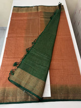 Jute silk sarees with contrast pallu & blouse MJL396