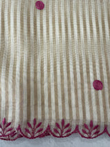 Chanderi Tissue silk saree with scalloped borders - MNM222 Pink