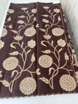 Viscose organza saree with applqiue work - MSH930 Coffee
