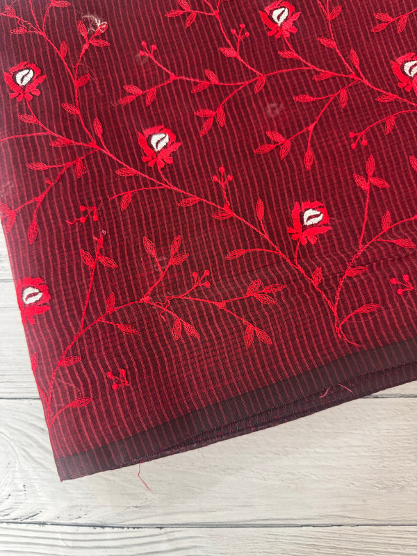 Kota silk cotton saree with applique work MS81788 - MaroonRed