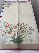 Tissue linen saree with blouse MS14462 (1)