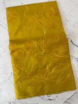 Semi organza saree with appliqué work - MSH906 GreenmixYellow