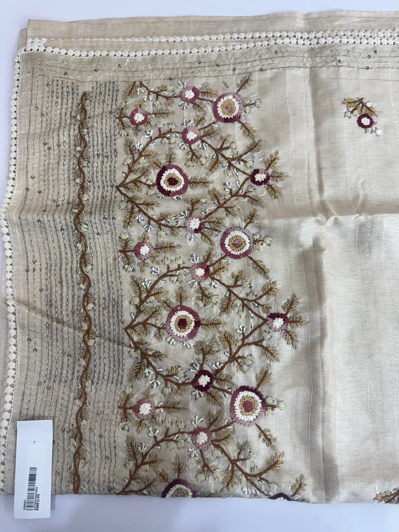 Kanta Handstitched Blended tussar silk saree MS90543