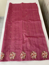 Blended tussar silk saree with embroidery- MS1072 DuskyPink