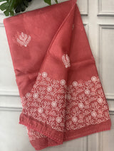 Kota checks saree with embroidery SVTS31 Peach