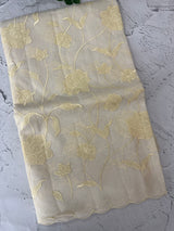 Moonga checks saree with Applique work  MSK766(2) -Ivory