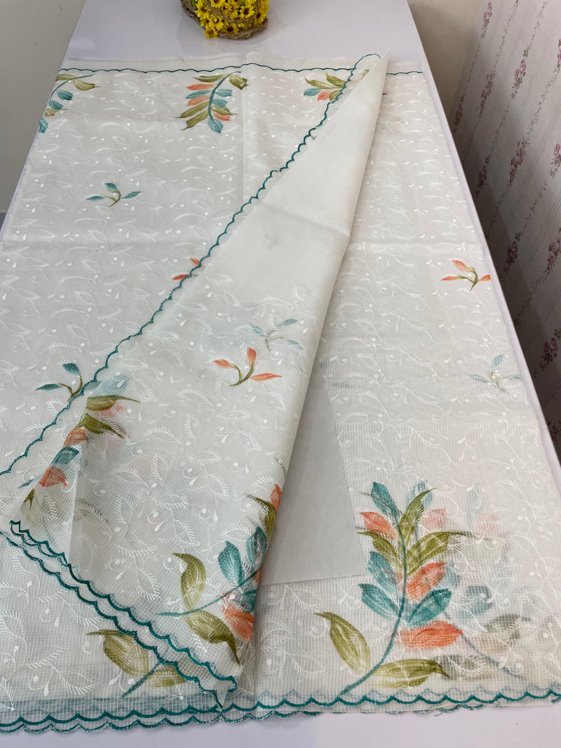 NetkKota saree with handpainting and embroidery MS7833