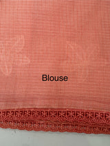 Kota checks saree with embroidery MS7679 - PeachPink