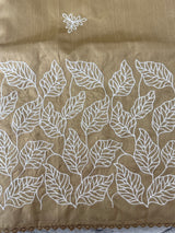 Art silk saree with embroidery- MS1090 Chiku
