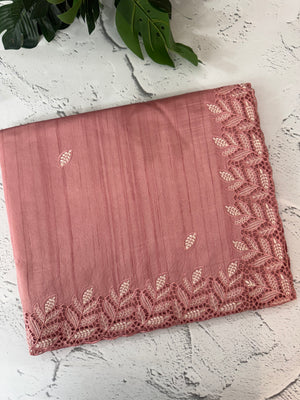 Blended tussar saree with cutwork - MSHK690 PeachyPink