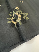 Blended matka tussar silk saree with embroidery - MS90654 Black
