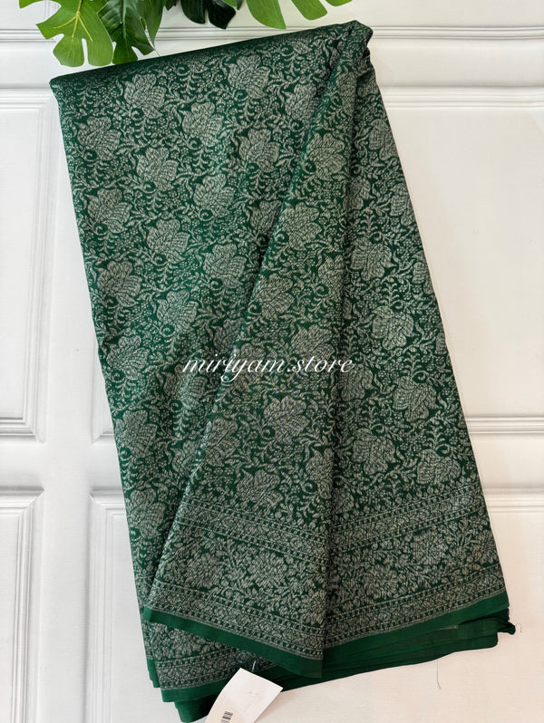 Semi katan Banarasi saree - MSKB137 GREEN