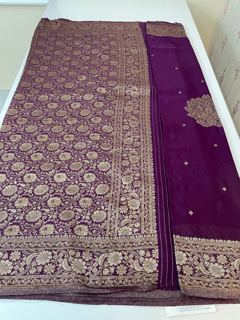 Semi banarasi Crepe Chiffon saree - MS1499 VADAMALLI