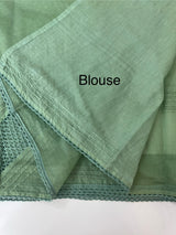 Supernetsaree with crochet work and lace border MCJ5433 - DuskyGreen (Design - Diagonal Crochet)