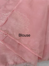 Crush Organza saree with applique work MBS677 PeachPink