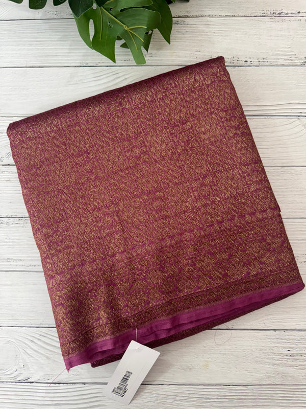 Semi katan Banarasi saree in antique zari weaving - MSKB899 OnionPink