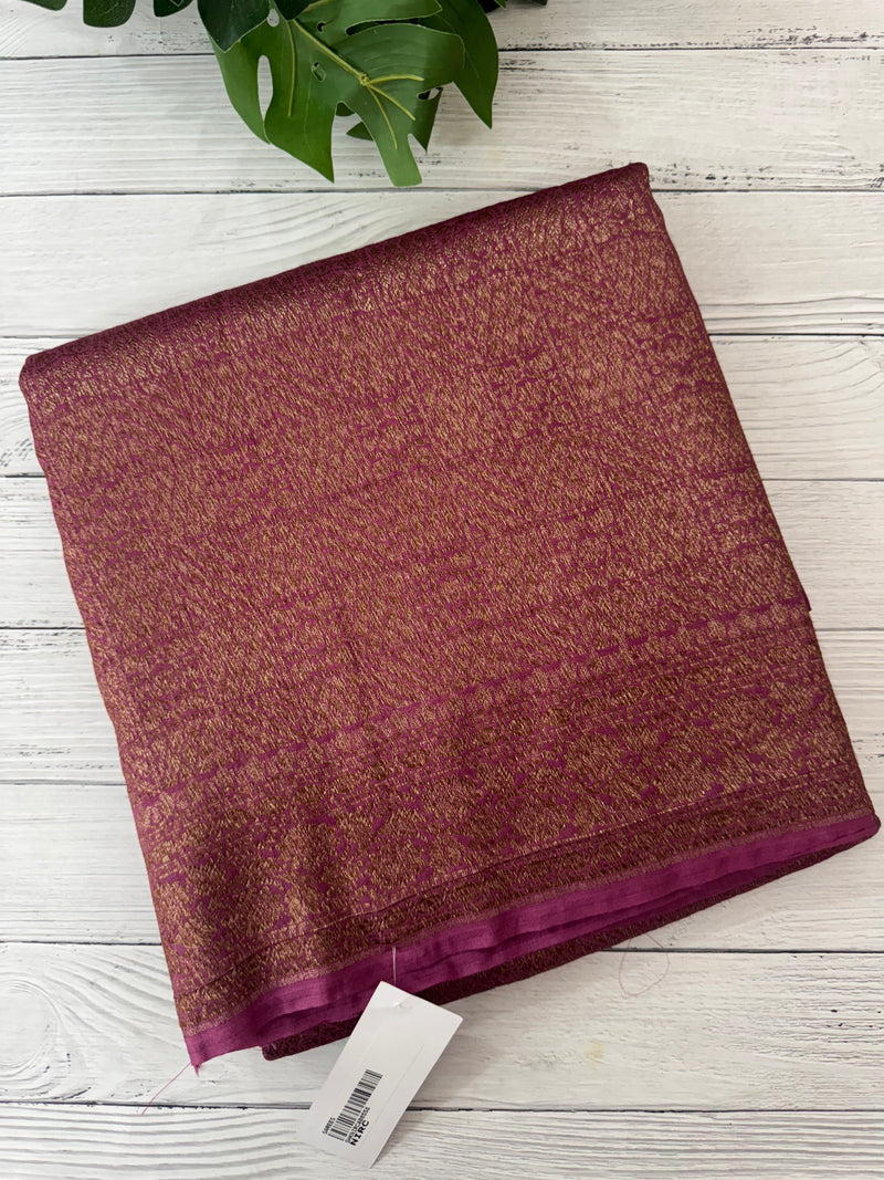 Semi katan Banarasi saree in antique zari weaving - MSKB899 OnionPink