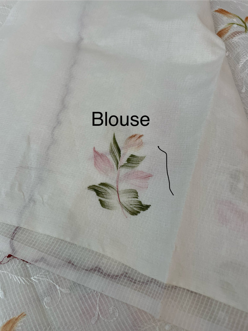 NetkKota saree with handpainting and embroidery MS7833