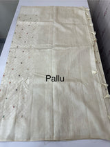 Blended tussar saree with embriodery - MS8665 Cream