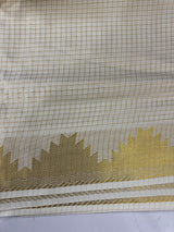Kerala cotton saree checks - Temple border