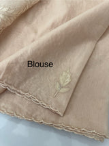 Mul chanderi applique work saree  MSH146 - PastelPeach