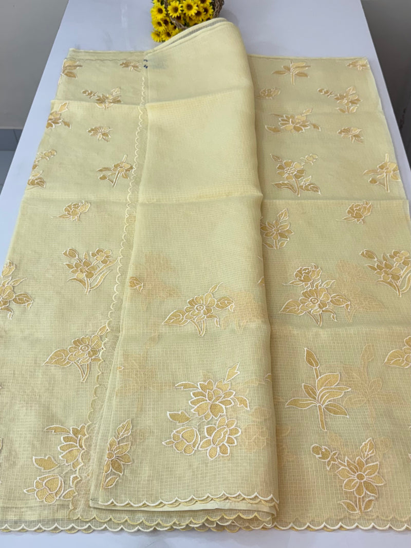 Soft kota silk saree with embroidery and scalloped border MS15232