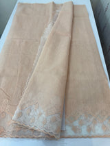 Khadi Linen saree with net applique borders MSH247 PastelPeach