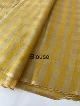 Tissue Silk applique work saree MSH133 Design 3- Mustard