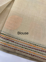 Semi chanderi saree kanta embriodery MSF590 - Cream