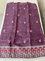 Soft kota checks saree with embroidery - MS7645 Mauve