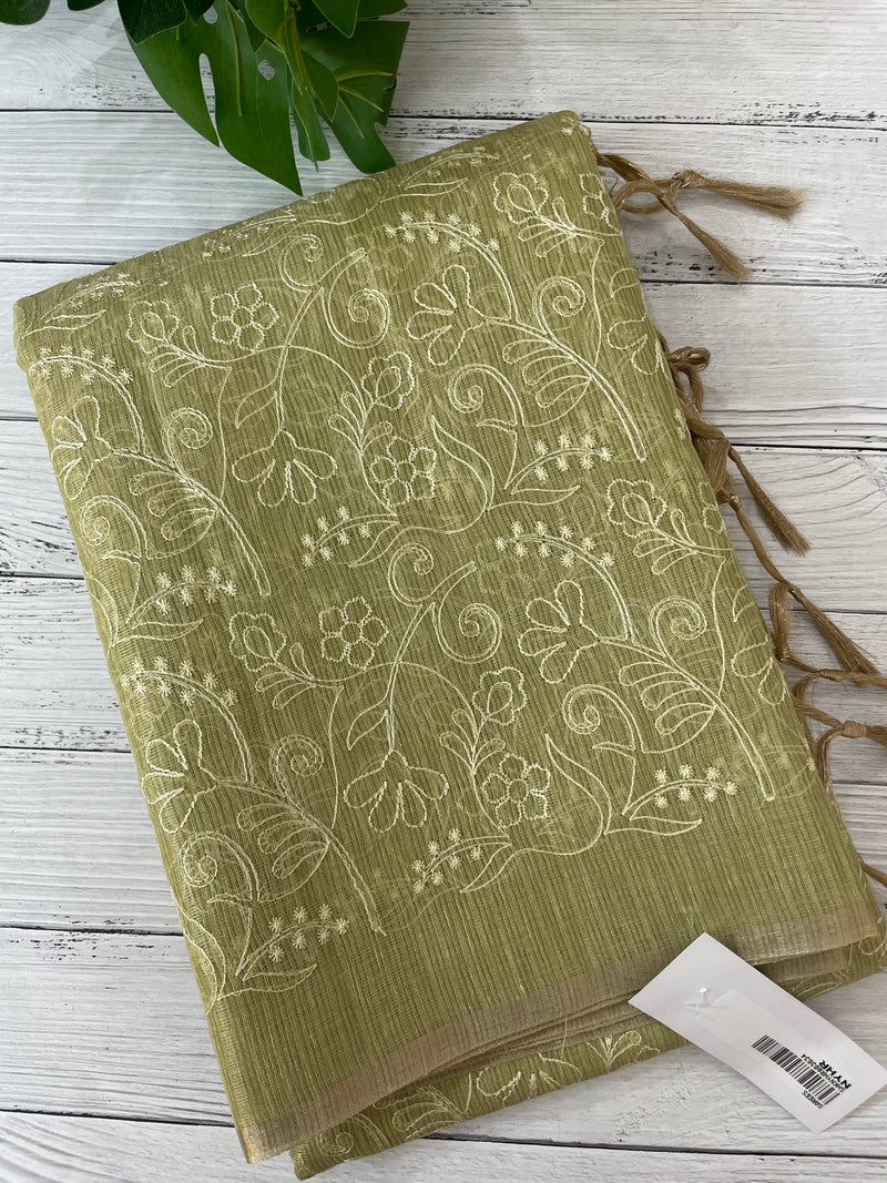 Tissue Silk embriodery saree MS49888