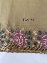 Crush Organza cutwork & embroidery saree MS7544- DarkBeige