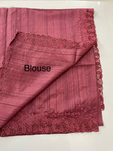 Blended tussar saree with cutwork -MSHK678 Burgundy
