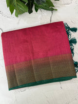 Jute silk sarees with contrast pallu & blouse MJL396