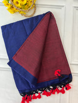 Plain Khadi cotton saree with contrast pallu & blouse MS1497