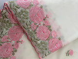 Mul chanderi embriodery saree with scalloped borders MSH176