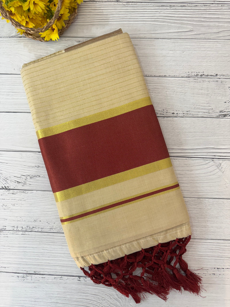 Kerala tissue saree- Gold checks