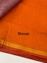 Mangalagiri Silk Cotton Saree  with zari checks MS90321 Orange