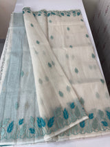 Tissue silk saree with zari checks and applique work  MSH105