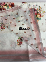 Digital printed & embroidered semi Linen Saree MLS616 (1)