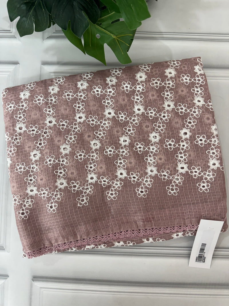 Soft kota checks saree with embroidery SVPSMC DustyMauve