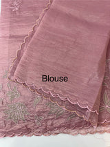Crush Organza applique work saree MS14589